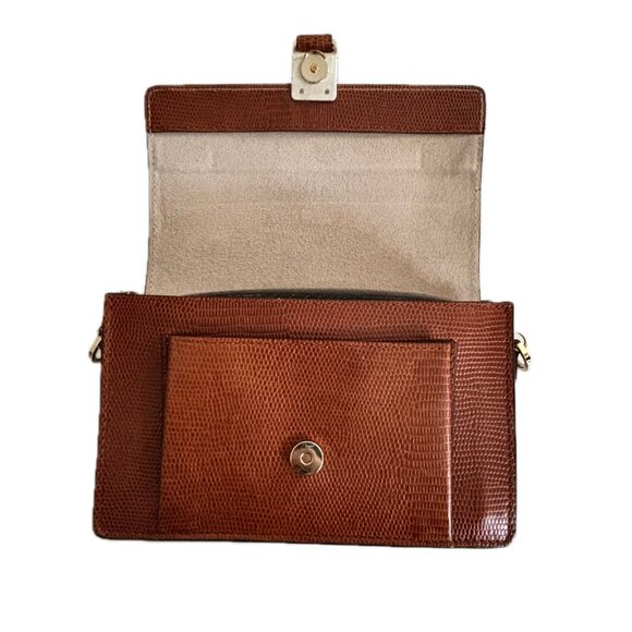 REISS Mini Aubrey Embossed Leather Crossbody Bag Gold Chain & Leather Strap NWOT - Picture 12 of 15